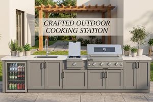 Gabinetes de Cocina Modulares de Acero Inoxidable 304 Blancos de Lujo para Exteriores, Isla para Barbacoa con Parrilla y Fregadero Integrados - Product Image 2