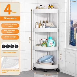 ชั้นเก็บของเข้ามุมแบบมีล้อลากชั้นเก็บของในห้องน้ำชั้นห้องนั่งเล่นตะกร้าขนมขบเคี้ยวแบบกลิ้งได้ - Product Image 5