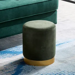CX Modern Living Room Furniture Fabric Gold Side Velvet Ottoman Stool