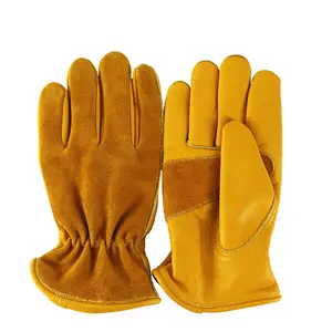 Cowhide flame-retardant insulated barbecue gloves Heat resistant outdoor camping picnic gloves