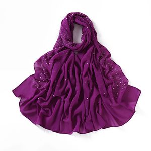 Nouveau Style Ethnique Malaisien Diamant Chaud Long Marron En Mousseline De Soie Hijab Porcelaine Perle En Mousseline De Soie Haute Qualité D'été En Mousseline De Soie Hijab - Product Image 3