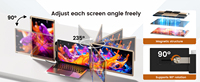 Moniteur portable triple écran S6 15,6 pouces 1080p FHD IPS rotatif, double écran détachable, extension pour ordinateur portable, plug-and-play pour MAC