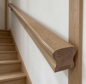 Solid Oak Wall Mounted Handrail For Staircase Modern <b>Wooden</b> Balustrade Railing 32mm Groove Indoor Villa Hotel Project Custom - Product Image 1