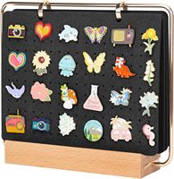 Album de rangement vertical A5 personnalisé en feutre pour badges, boutons, épingles et pièces de monnaie, avec support et 2 anneaux