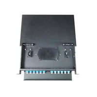 Panneau de brassage fibre optique FTTH 1U 24 ports à tiroir coulissant monté en rack avec adaptateurs SC/LC/FC/ST, plateaux de raccordement en acier laminé à froid