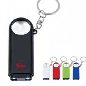 Custom Printed Key Rings Feature Two Bright White LED Lights, Push Tip to <b>Turn</b> On/<b>off</b>, Handy Magnifier, Button Cell Batteries - Product Image 4