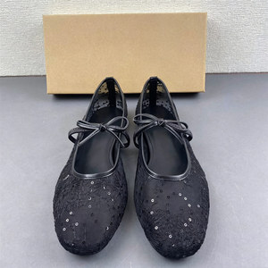 Élégantes Ballerines Mary Jane en Dentelle Florale pour Femme, Scintillantes avec Paillettes et Nœud Papillon, Chaussures de Mariage Respirantes - Product Image 4