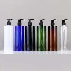 4-16盎司洗发水瓶洗手瓶白色黑色透明棕色/空塑料泵瓶，带长喷嘴泵