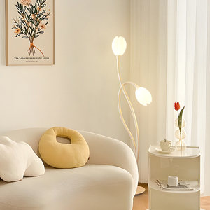 Vente en gros de <span class=keywords><strong>lampadaire</strong></span> de style crème lampe de table de chevet créative tulipe salon chambre lampe de plancher d'ambiance verticale - Product Image 5