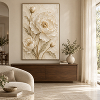 Peinture à l'huile Cheval Blanc avec Filigrane en Feuille d'Or, Art Mural Texturé 3D en Impasto sur Toile, Peinture Animale Moderne pour Décoration de Salon