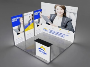 Triển lãm thương mại gian hàng trưng bày pop-up xách tay hai mặt logo căng thẳng vải LED quảng cáo hộp Đèn 3x6 seg công cụ khung nhôm - Product Image 4