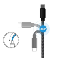 Câble de données USB double port en nylon tressé de 1 m, charge rapide 3A 60W, type C, haute qualité, durable, vente en gros d'usine