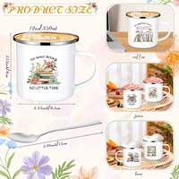 Vente en gros usine – Tasse à café/thé en émail métallique réutilisable avec logo personnalisé, bord roulé, en acier, pour camping, avec poignée