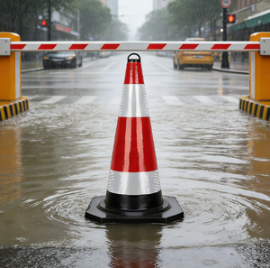 Cône de signalisation routière temporaire <span class=keywords><strong>en</strong></span> PVC, design crème glacée rouge et blanc, pour la construction et l'avertissement routier - Vente <span class=keywords><strong>en</strong></span> gros usine - Product Image 4