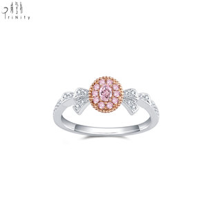 Bague de luxe haut de gamme en or massif blanc avec diamant rose fantaisie, cadeau de mariage de Hong Kong, idéale pour la Saint-Valentin - Product Image 5