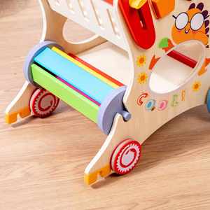 Jouets promotionnels : Chariot de courses en bois pour enfants, chariot de supermarché à pousser, voiture jouet pour tout-petits - Product Image 3