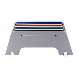 Cloison de bureau en tissu maillé, écran incurvé, design moderne, durable pour usage professionnel, gris foncé, gris clair, bleu roi - Product Image 2