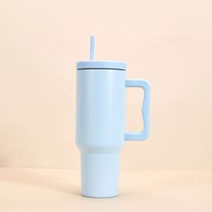 Car H4.0 <b>Handle</b> Travel <b>Tumbler</b> <b>40oz</b> Double Wall Vacuum Mug Lid Straw Anti-Slip OEM Custom Logo - Product Image 3