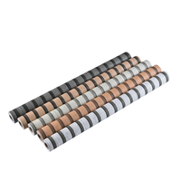 Papier peint PVC auto-adhésif imperméable et anti-moisissure avec des rayures en bois, panneau mural 3D à peler et à coller pour la chambre à coucher