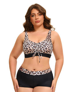 Traje de baño de talla grande ecológico con diseño de espalda recortada con estampado de patrón sólido para mujer europea americana Sexy - Product Image 3