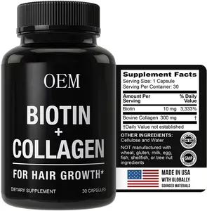 2022Private label biotina capsule vitamine per capelli con collagene cheratina per la crescita dei capelli della pelle integratori per la cura delle unghie pillole