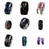 Bagues de mariage bombées européennes en acier inoxydable, couleur galaxie, incrustation de pierre et de bois, anti-décoloration, pour homme, cadeau de fête, vente en gros, bijoux de doigt