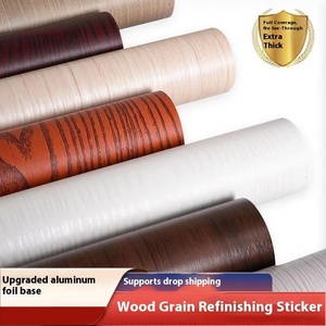 Papier peint auto-adhésif Fond épais en aluminium Grain de bois Stickers muraux pour rénovation de meubles d'armoire Films décoratifs - Product Image 5