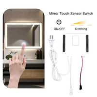 Saklar Sensor Sentuh LED Cermin Anti Kabut Rumah Tangga DC12V 2A Satu Warna/Tiga Warna Opsional dengan braket untuk Cermin Kamar Mandi