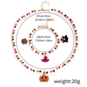 Conjunto de Joyería de Halloween, Collar y Pulsera de Aleación con Diseño de Fantasma y Calabaza, Estilo Horror, Joyería de Moda - Product Image 4
