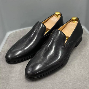 Nouvelles Chaussures en Cuir Peintes à la Main <span class=keywords><strong>Style</strong></span> <span class=keywords><strong>Italien</strong></span> de Haute Qualité pour Hommes, Chaussures de Ville Formelles Mocassins à Enfiler pour Hommes - Product Image 3