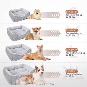 Venta al por mayor invierno sólido esponjoso moderno suave de lujo impermeable extraíble lavable gris claro Pluh cama para perros - Product Image 6