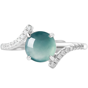 S925 <b>silver</b> <b>set</b> with natural A-grade jadeite blue water pearl surface <b>ring</b>, ice-grade jade, women's <b>ring</b>, adjustable design - Product Image 5