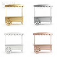 Chariot à desserts rond de luxe en acier inoxydable doré avec étagère transparente, chariot à bonbons pour mariage, événement, fête, banquet, location, vente en gros en usine