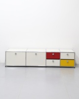 Meuble de rangement modulaire en acier inoxydable au design moderne pour salon, avec tiroirs à glissières silencieuses et matériaux non toxiques