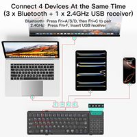 Nuevo Teclado Inalámbrico BT Portátil Plegable con Teclado de Tijera Recargable y Panel Táctil, Compatible con Conexión de 4 Dispositivos