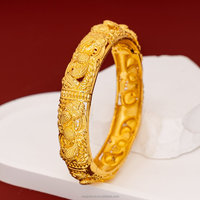 Bracelets de luxe à boucle avec motif floral, bracelets dorés de style Dubaï pour femmes, bijoux de mariage, vente en gros