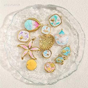 Gradiente Marino Dorado |   Colgantes de Acero Inoxidable con <span class=keywords><strong>Esmalte</strong></span> y Baño de Oro PVD de 18K para Fabricación de Joyería DIY |   Impermeable e Hipoalergénico - Product Image 5