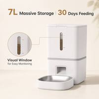 Distributeur automatique de nourriture pour animaux de compagnie en forme de bouteille de 7 L avec fenêtre transparente et bol en acier inoxydable – Vente directe usine en gros