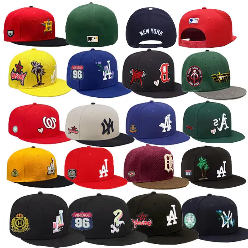 Venta al por mayor personalizado bordado de beisbol deportes nuevas Gorras originales Snapback al por mayor sombreros ajustados gorra de béisbol para los hombres