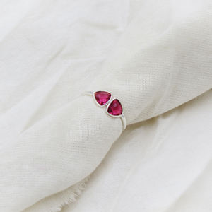 Bague de mariage en argent sterling 925 faite à la main de style bohème avec pierre précieuse fuchsia rose sertie dans un cadre réglable sur mesure pour femmes et filles - Product Image 4