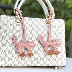 Cute Cat Keychain PU Leather Bag Pendant Car <b>Key</b> <b>Ring</b> Adorable Cartoon Animal Gift Wholesale Available - Product Image 3