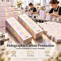 Boîte en carton cosmétique en gros avec logo holographique et impression personnalisée, conçue pour les commandes d'approvisionnement de produits de beauté en marque blanche