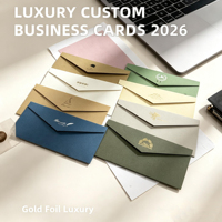 Cartes de visite personnalisées de luxe imprimées à l'écran, fabrication sur mesure, vente en gros, avec enveloppes de haute qualité en or mat