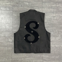 Débardeur en Coton 100% Personnalisé avec Impression DTG, Motif Jumbo, Coupe Courte, Sans Manches, Style Musculation, Broderie de Patchs et Rivets en Cuir