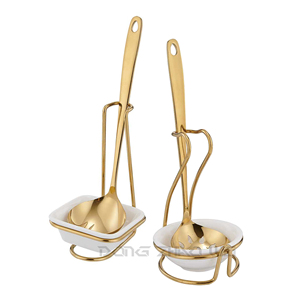 Ensemble de cuillères dorées avec support, cuillère à soupe et louche pour fondue chinoise, et passoire - Product Image 5