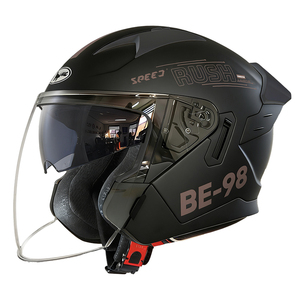 Casque de moto ouvert anti-buée XL avec double visière et double lentille, toutes saisons, en ABS, nouveau modèle avec haut-parleur, noir - Product Image 1