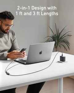 Anker 2-in-1 USB <b>C</b> <b>Cable</b> 4 Ft to Ultra-Durable 140W Fast <b>Charging</b> for 15 A8895 140W USB <b>C</b> to USB <b>C</b> <b>Cable</b> for A8895 A8895 - Product Image 6