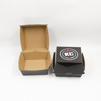 Boîte à hamburgers en carton noir jetable de qualité alimentaire, emballage à emporter en papier Kraft, boîte à hamburgers à clapet