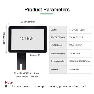 Kích thước trung bình 10.1 inch cảm ứng đa điểm pcap Găng tay cảm ứng I2C/giao diện USB Màn hình cảm ứng pcap với eeti3189 ilitek2510 gt928 - Product Image 2
