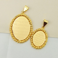 Derniers modèles de pendentifs géométriques ovales en forme de pièce de monnaie pour femmes de Dubaï, plaqués or 18 carats